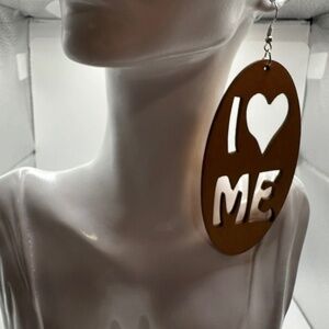 New Wooden Extra Large Oversized Earrings “I Heart Me” “I Love Me” Vacation Gift